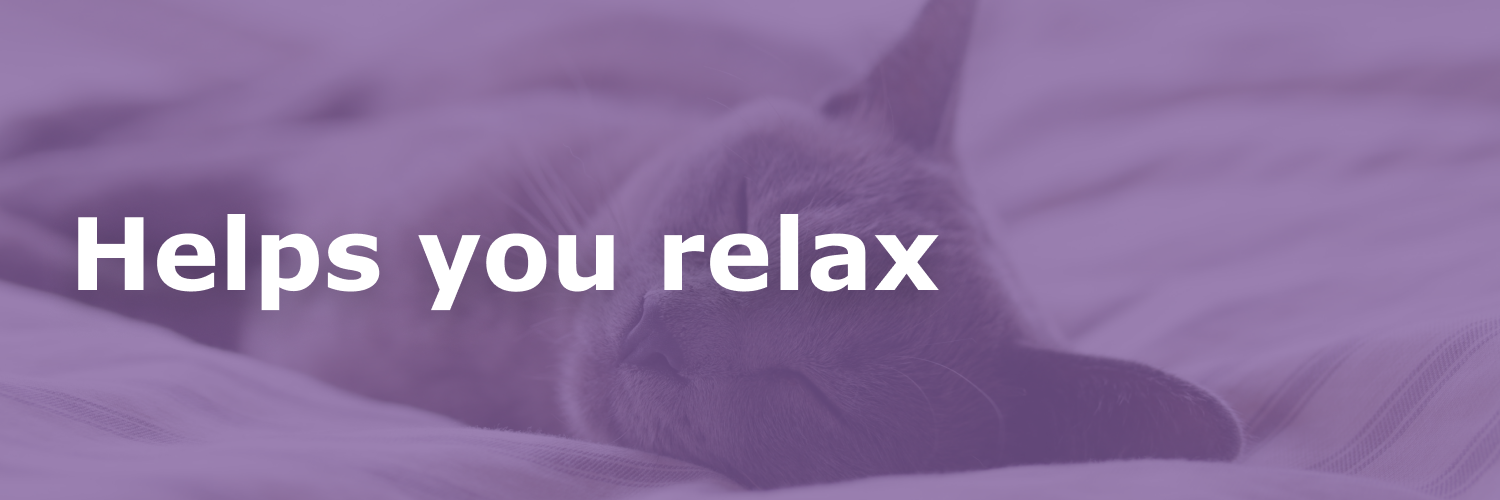 Image with text "Helps you relax"