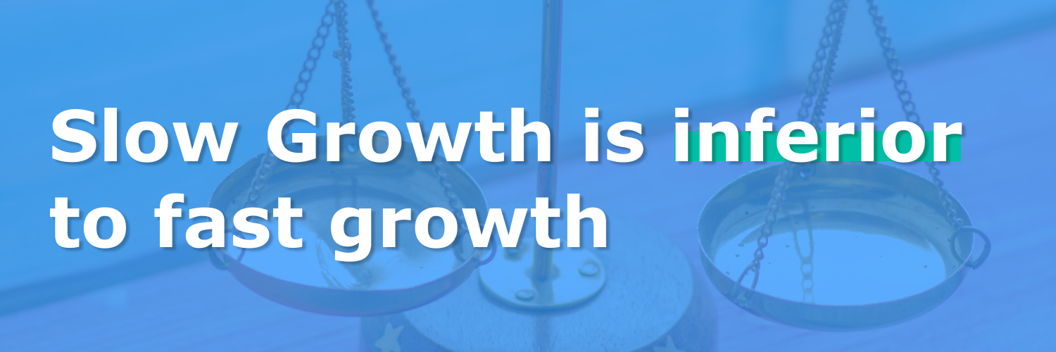 Image with your text "Slow Growth is inferior to fast growth"